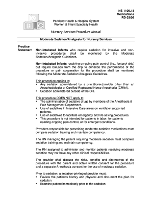 Conscious Sedation Monitoring Flow Sheet  Form