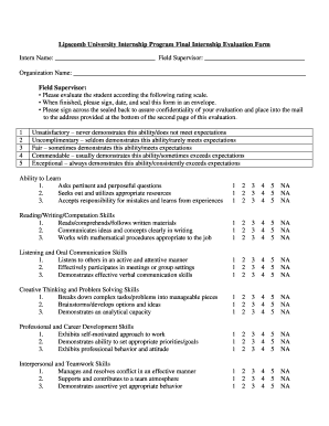 Internship Evaluation Form