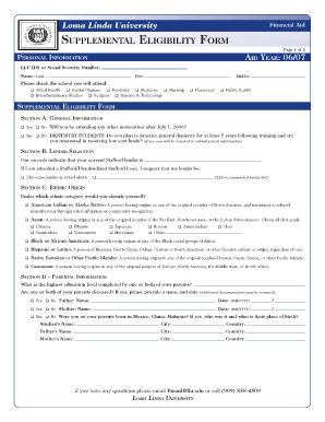  Supplemental Eligibility Form Loma Linda University Llu 2007-2024