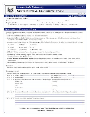  LLU Financial Aid Forms Indd Loma Linda University Llu 2006