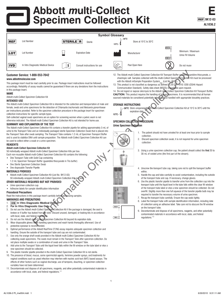 Multi Collect Specimen Collection Kit  Form