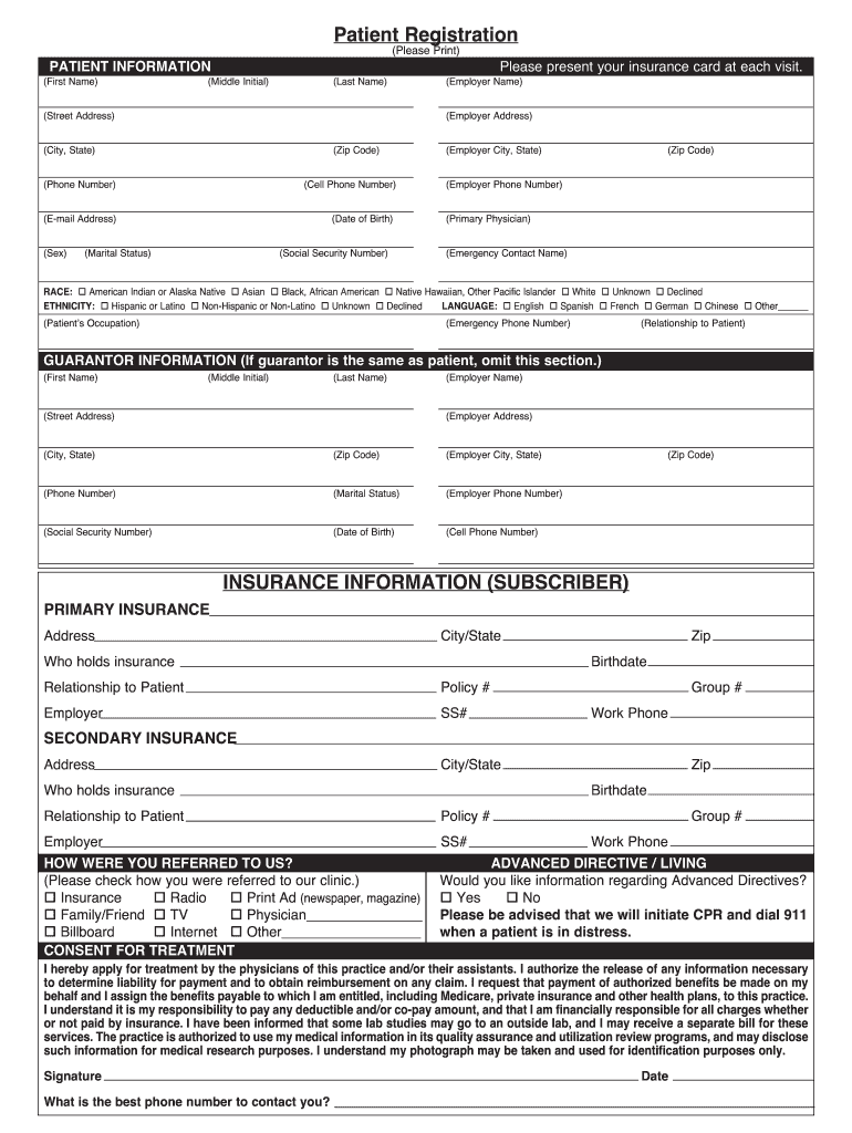 Patient Registration INSURANCE INTEGRIS Health  Form