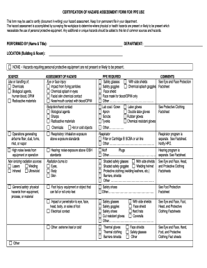 Ppe Hazard Assessment Form PDF