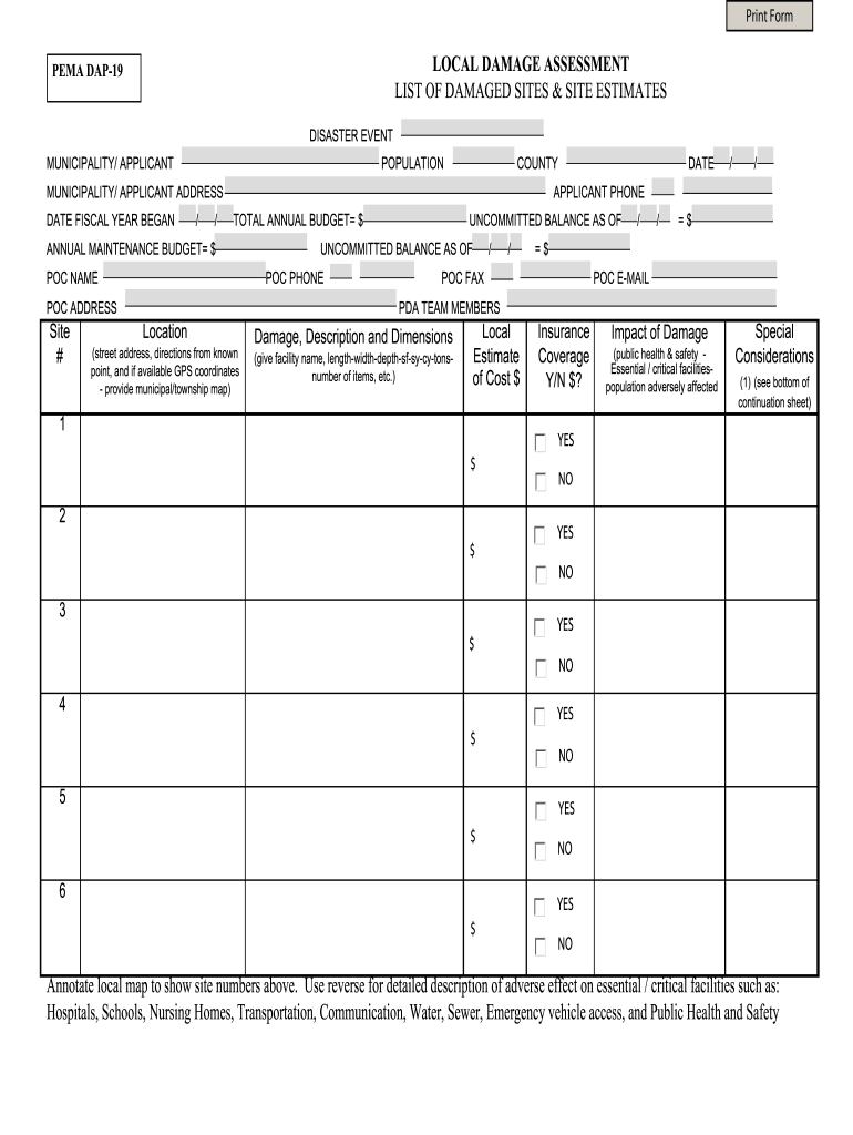 Pema Dap19 Form