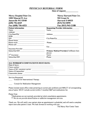 Hospital Referral Form Mercy Hospital