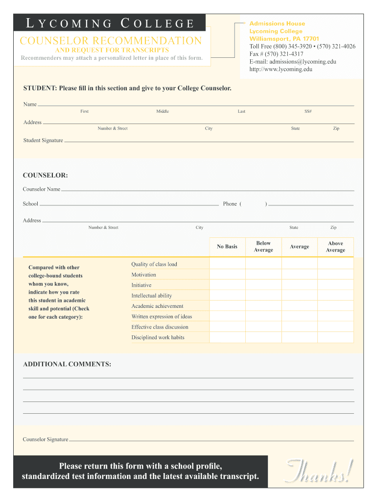 Lycoming Recommendation  Form