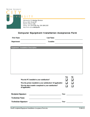 Equipment Acceptance Form Template