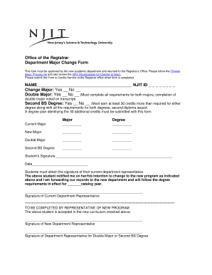 Njit Registrar Number  Form