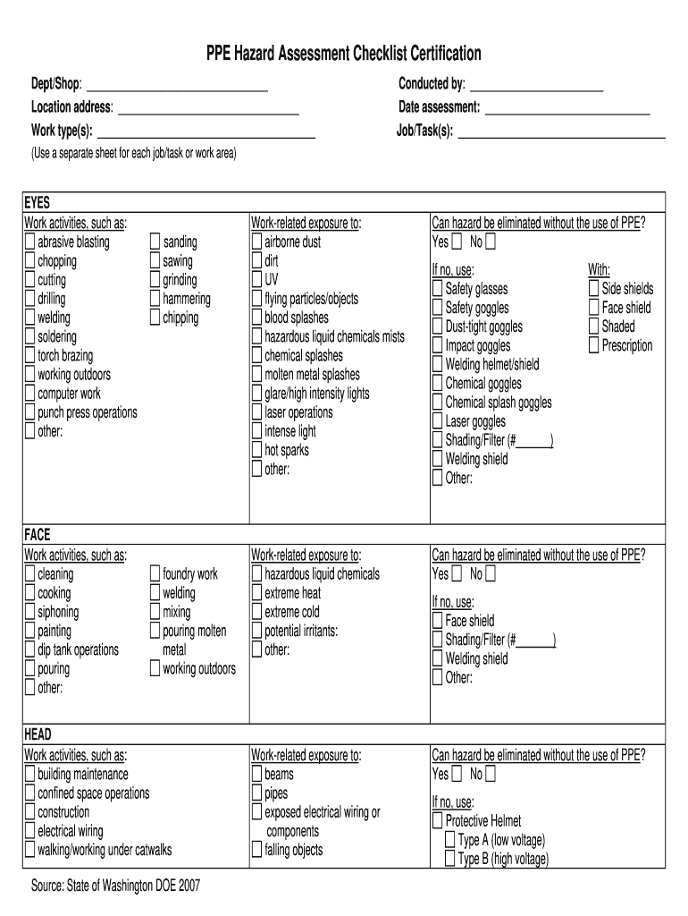 Osha Hazard Assessment Form Fill Out And Sign Printab