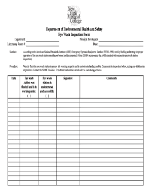 Eyewash Station Log Sheet  Form