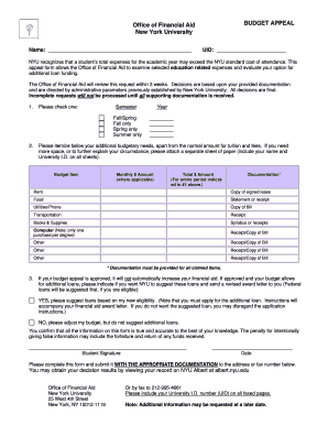 Nyu Financial Aid  Form