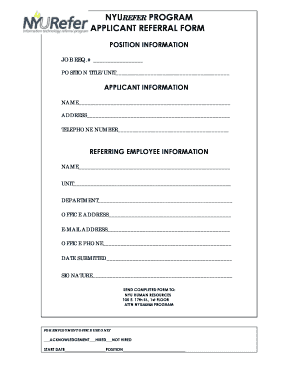 Applicant Referral  Form