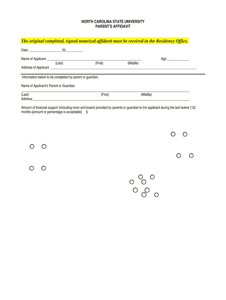 Parent&#39;s Affidavit Form  North Carolina State University  Ncsu