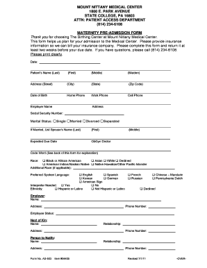 Mount Nittany Medical Center Form