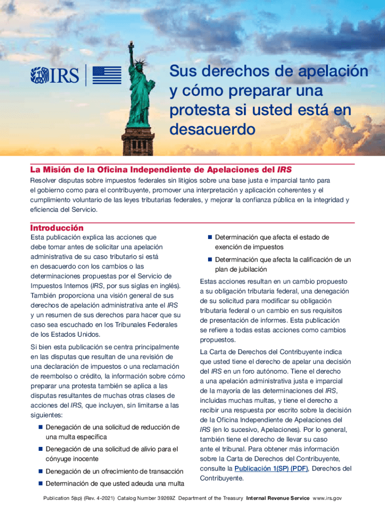 Publication 5 SP Rev 6 Your Appeal Rights and How to Prepare a Protest If You Don't Agree Form