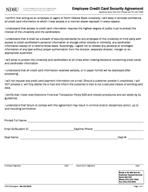 Employee Credit Card Agreement PDF  Form