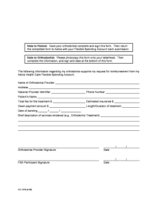 Health Care Reimbursement Account Orthodontia Claim Form Aetna