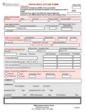 Payroll Action Form Template