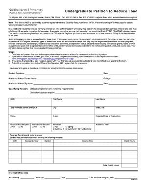 Northeastern Petition to Reduce Load  Form