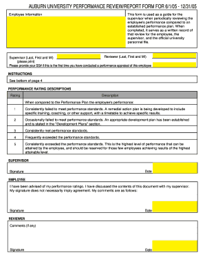 Performance Review Form Auburn University Auburn