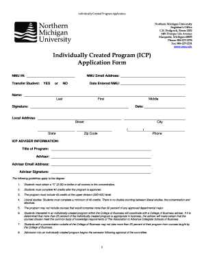 Individually Created Program ICP Northern Michigan University Nmu  Form