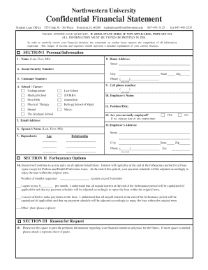 Northwestern University Confidential Financial Statement Form