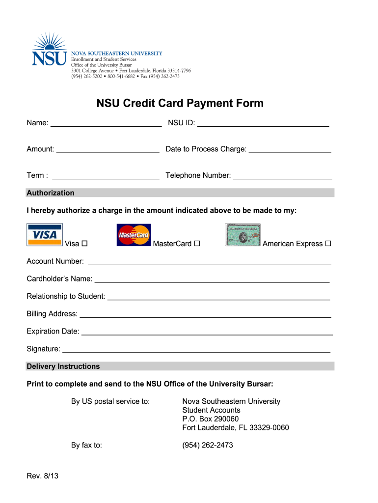 Get and Sign Nsu Credit Card Payment Form 2013-2022