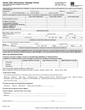 Get and Sign Term Life Insurance Change Form Pace University Pace