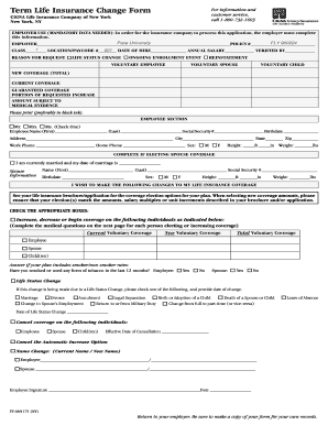 Term Life Insurance Change Form Pace University Pace