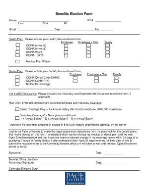 Chase Benefit Election Form