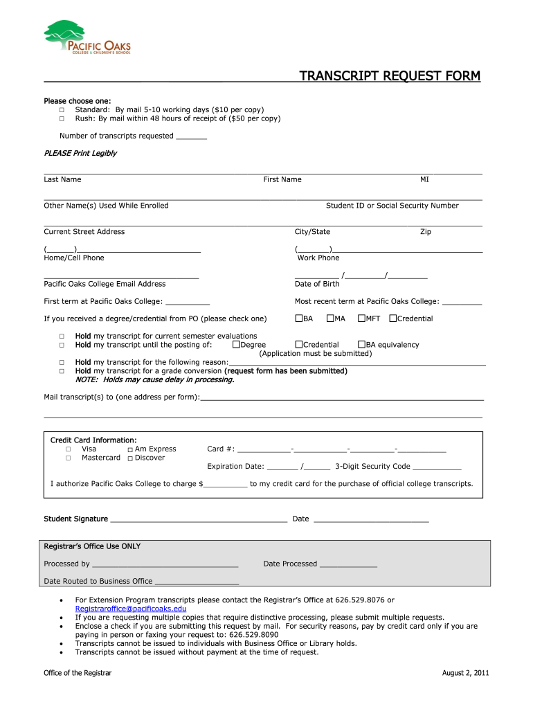  Oaks Transcript  Form 2011