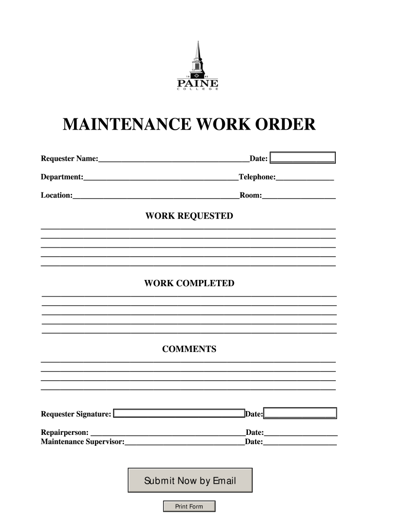 MAINTENANCE WORK ORDER Paine  Form