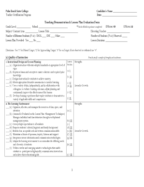 Teaching Demonstration Evaluation Form