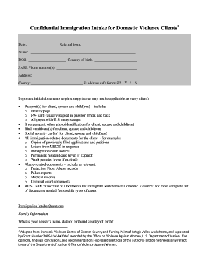 Immigration Client Intake Form