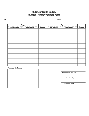 Budget Transfer Request Form Philander Smith College Philander