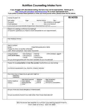 Nutritional Intake Forms