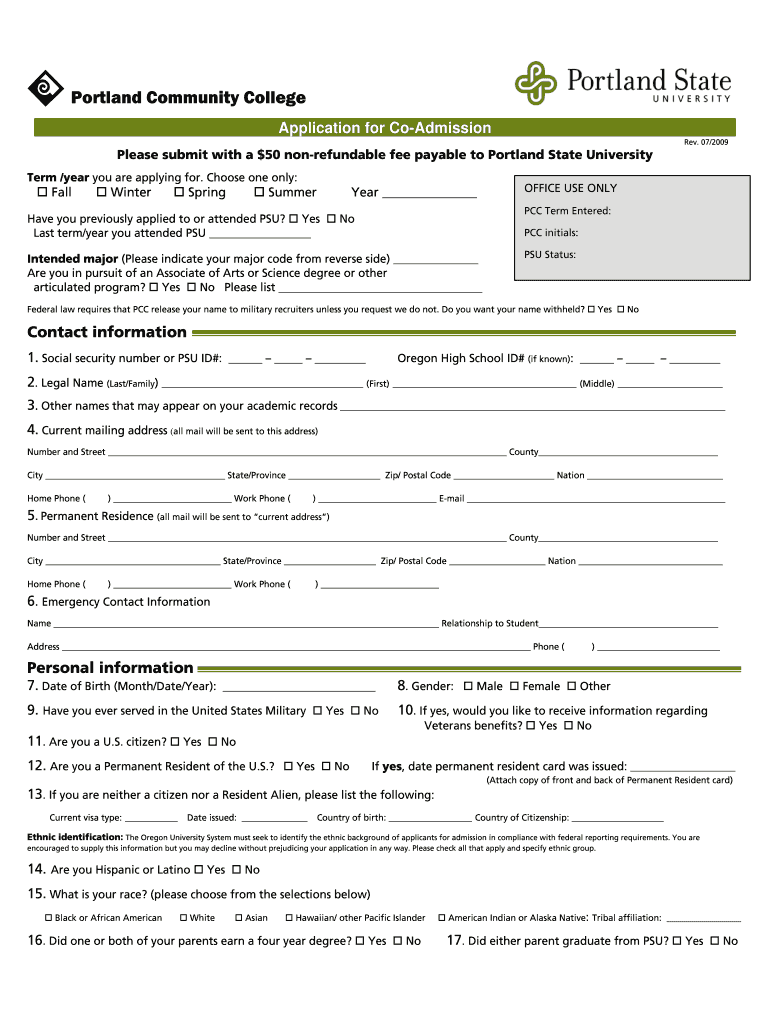  Portland State University Application 2009-2024