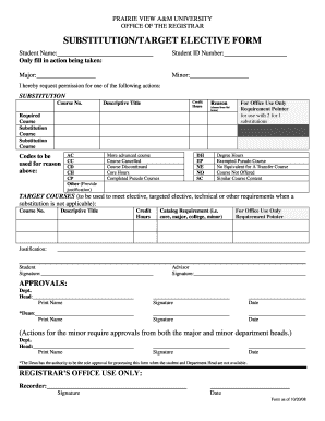 Pvamu Substitution Form