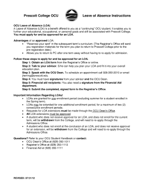 Leave of Absence Application Prescott College Prescott  Form