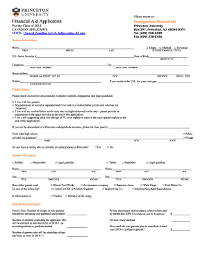 Princeton Financial Aid Application  Form