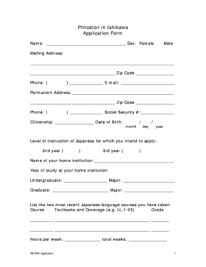 Get and Sign Princeton University Application Form PDF 2006