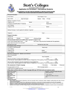 Stotts Application Form