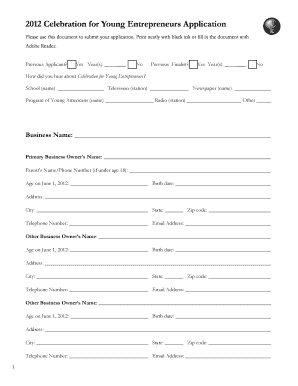 Celebration for Young Entrepreneurs Application Yacenter Form