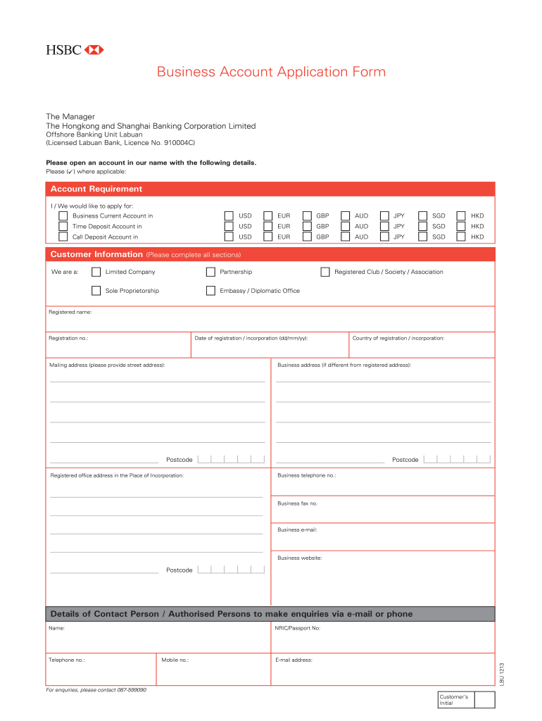  Hsbc Account Opening Form 2013