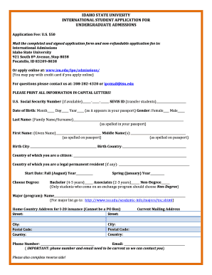 Paper Application Idaho State University Isu  Form