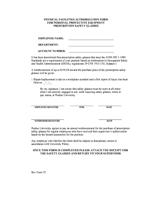 Safety Glasses Policy Template  Form
