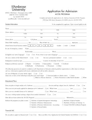 St Ambrose University Davenport Printable Application Form