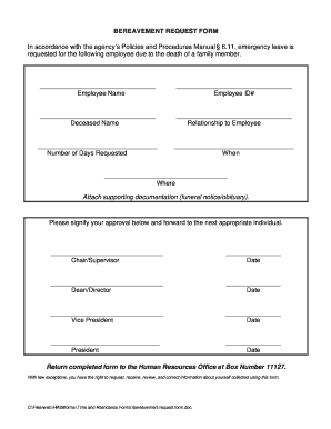  Bereavement Form 2008-2024