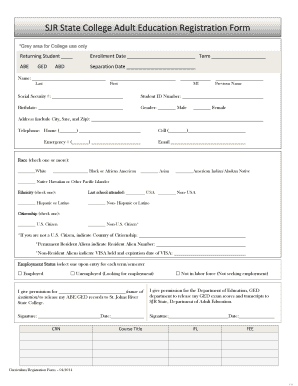 Adult Education Program Registration Form Sample