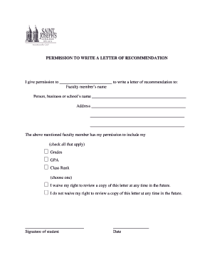 Letter of Recommendation Fill in  Form